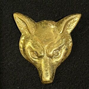 Vintage Brass Fox Head Pin Brooch 1 3/4 In X 1 3/4 In
